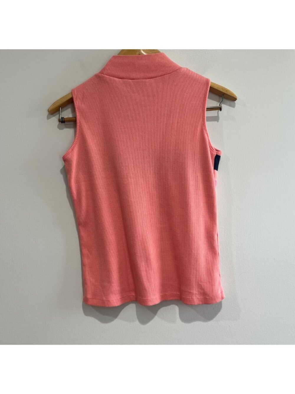 Mountain Lake Mock Neck Sleeveless Sweater Womens S Peach Stripe Ribbed 90s - Picture 2 of 5
